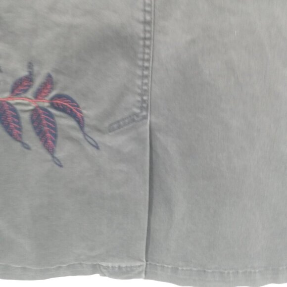 Oilily Gray Embroidered Knee Length Boho Skirt Size 38 US 8 Floral Stretch Chino - Picture 9 of 13
